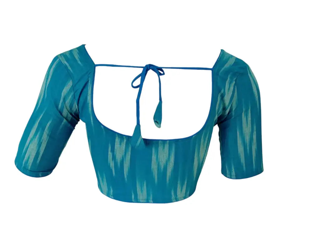 Teal Blue Cotton Readymade Saree Blouse: A Refreshing Choice - D3blouses
