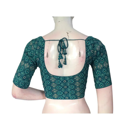 Teal Color Cotton Ready made Saree Blouse: Stylish & Comfortable - D3blouses