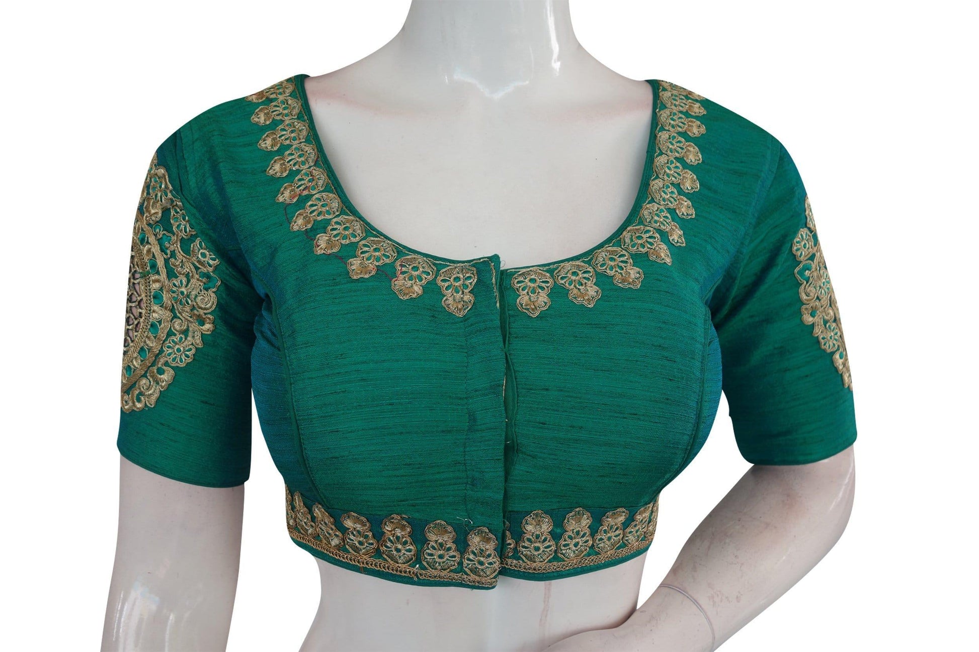 Teal Color Cut Work Designer Readymade Saree Blouses - D3blouses