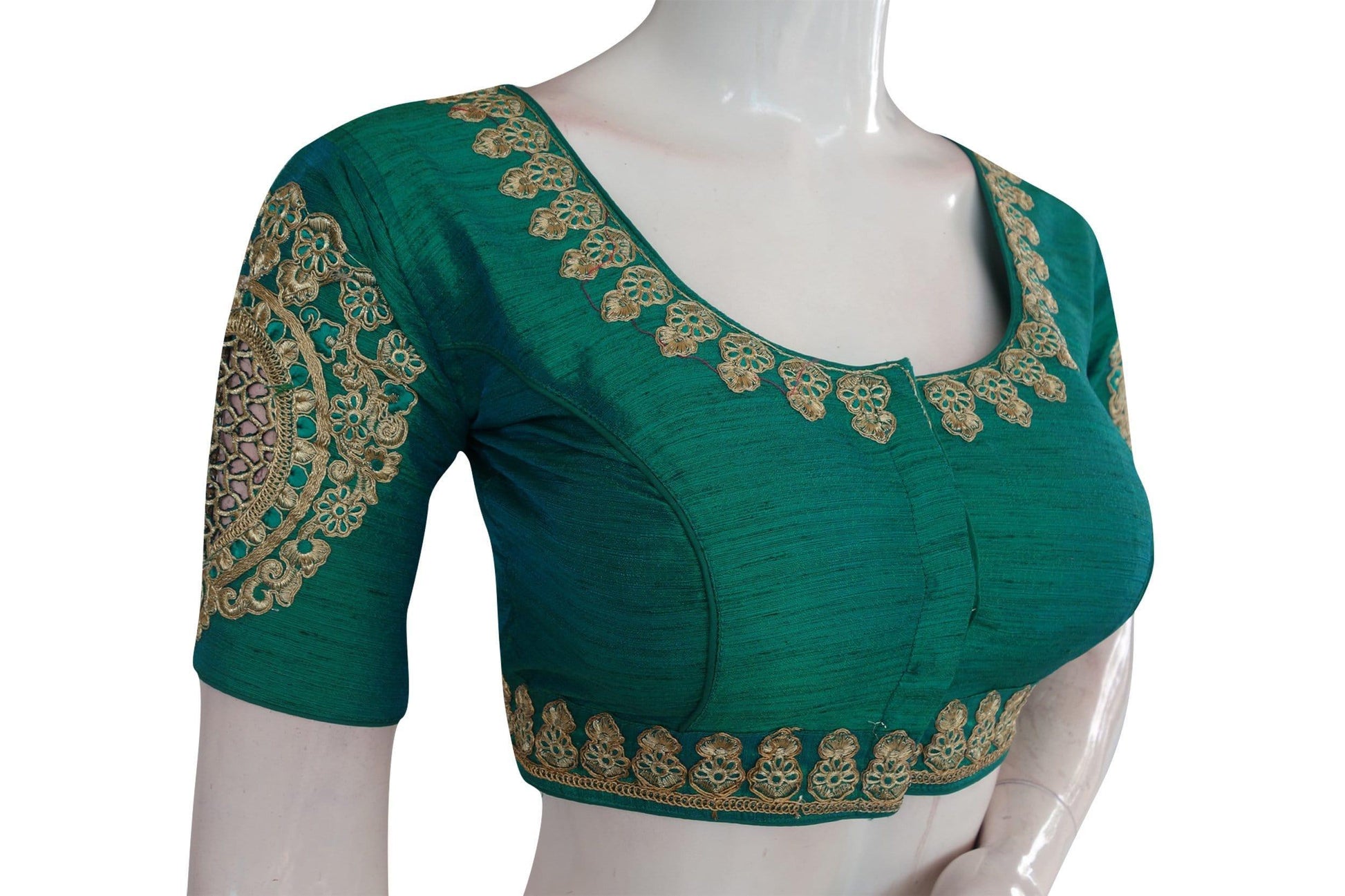 Teal Color Cut Work Designer Readymade Saree Blouses - D3blouses