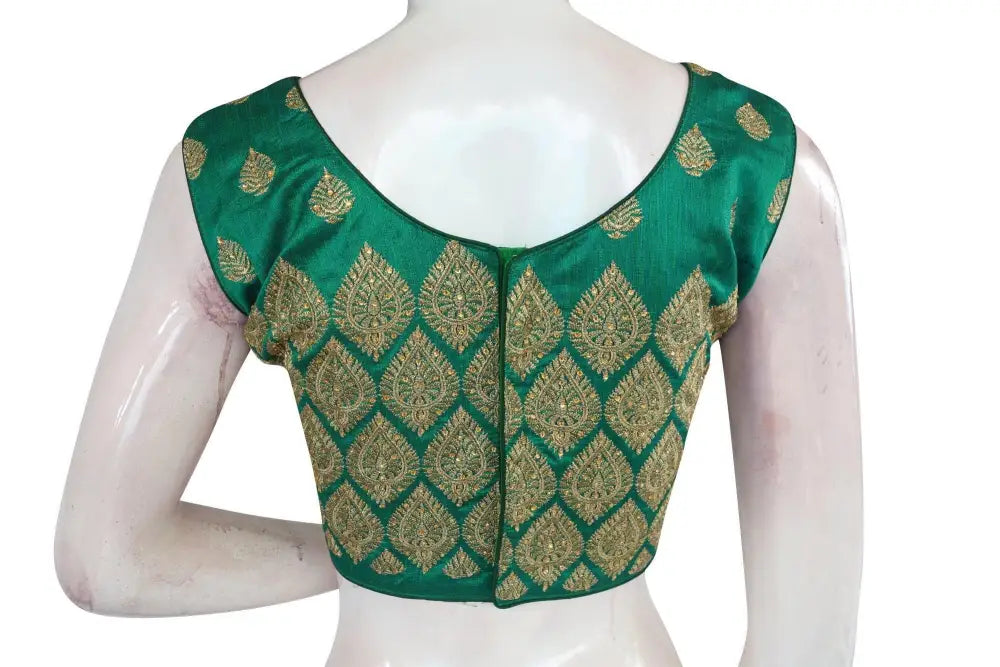Teal Color Designer Embroidered Readymade Crop Top - D3blouses
