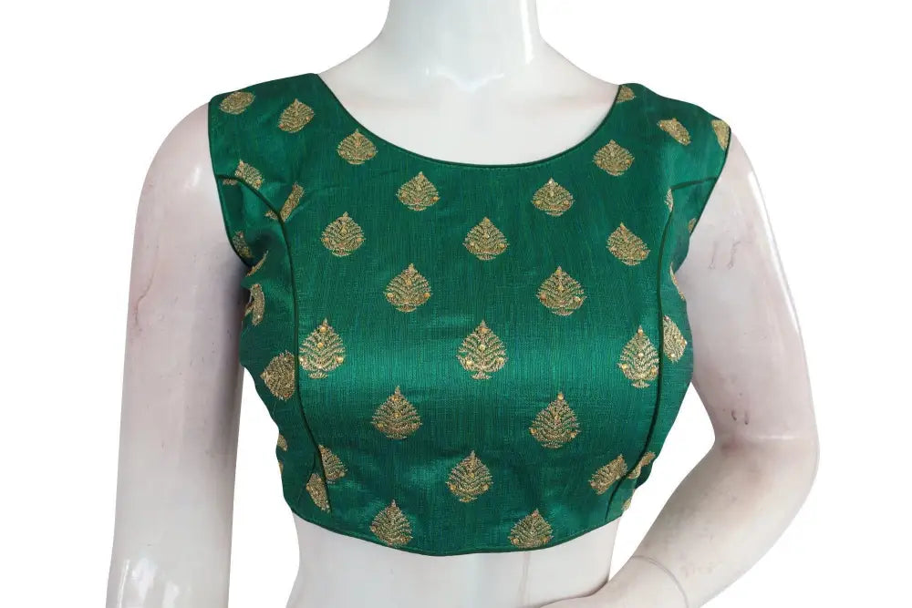 Teal Color Designer Embroidered Readymade Crop Top - D3blouses