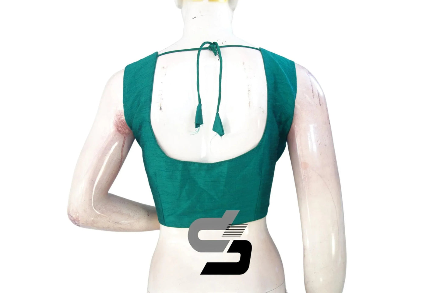 Teal Dream Sleeveless Silk Ready made Blouse , Elevate Your Saree - D3blouses