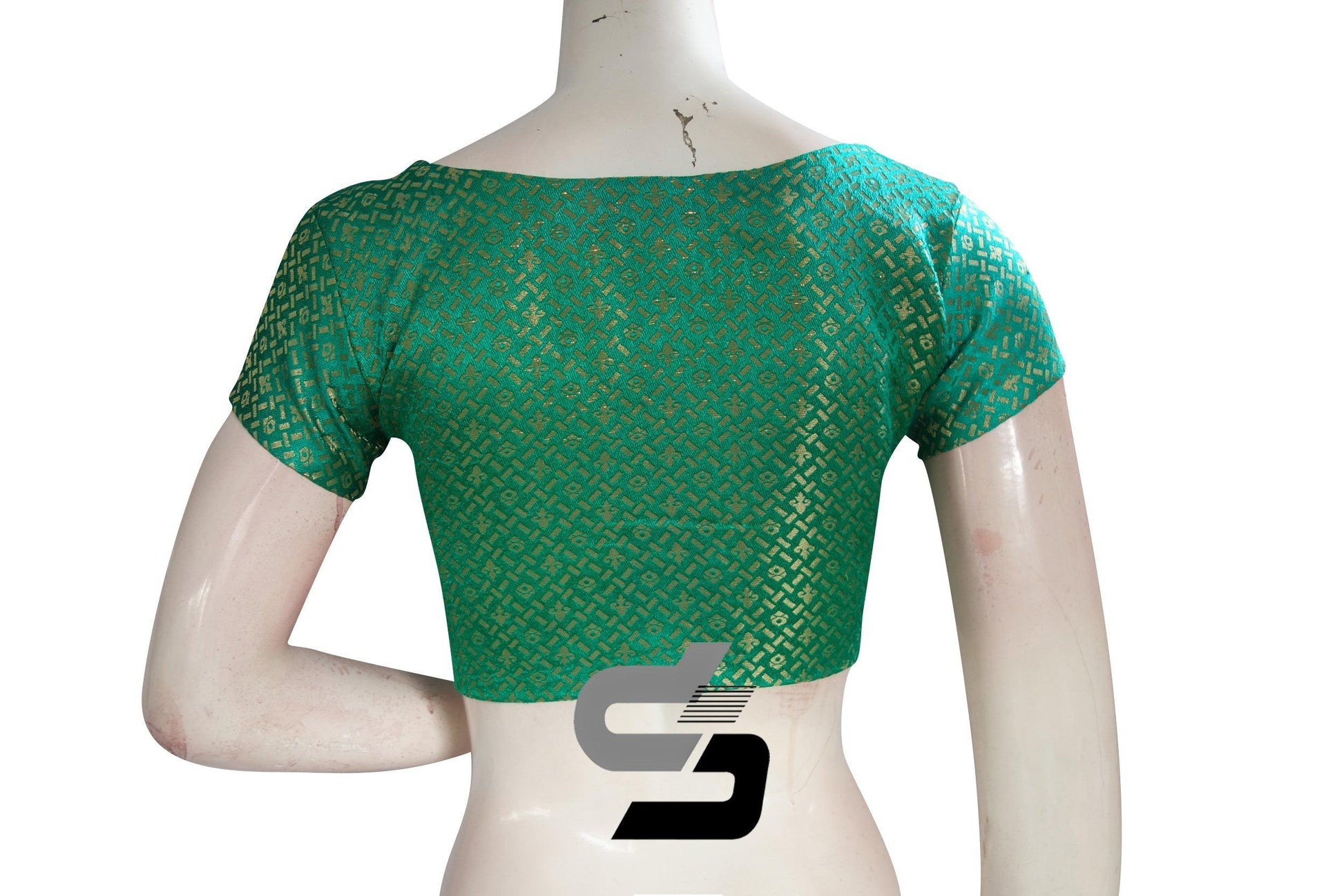 Teal Green Color Brocade Designer Party Wear Readymade Blouse/ Indian Crop Tops - D3blouses
