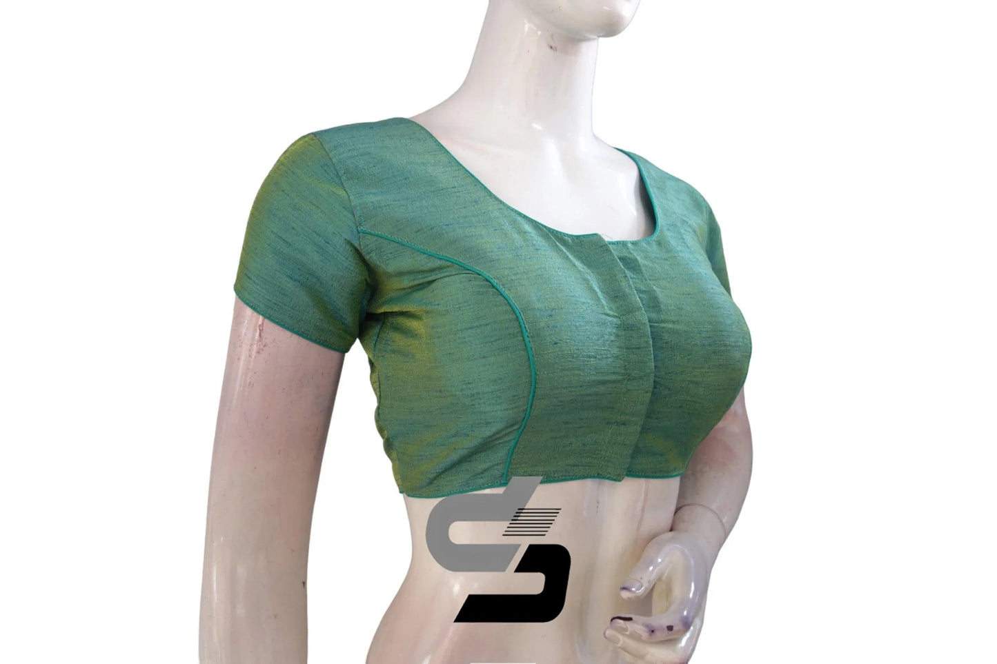 Teal Shade Silk Readymade Saree Blouse (Short Sleeves), The Perfect Companion for Your Saree - D3blouses