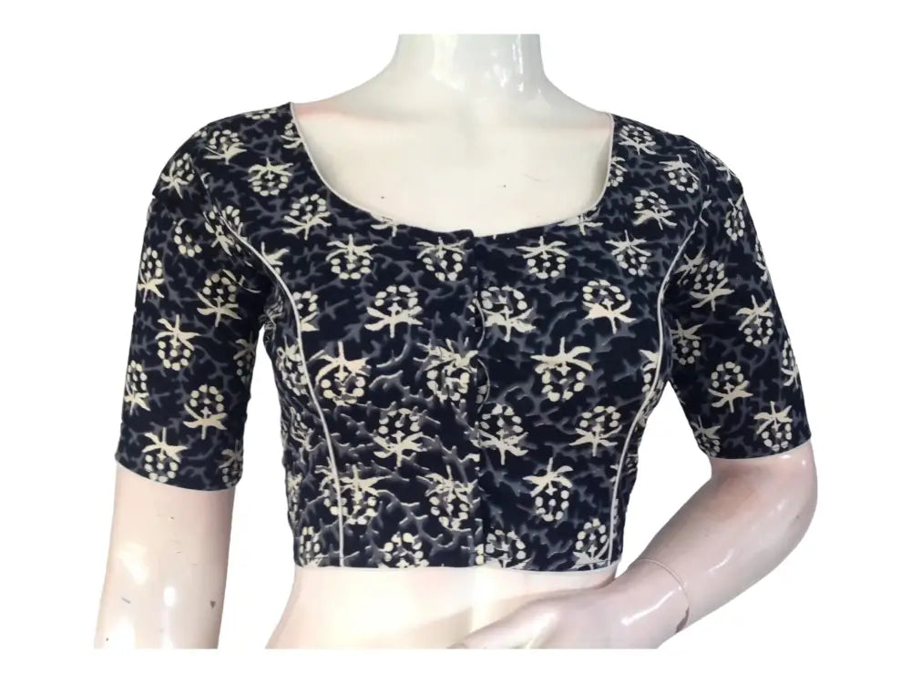 The Modern Muse: Black High-Neck Cotton Blouse - D3blouses