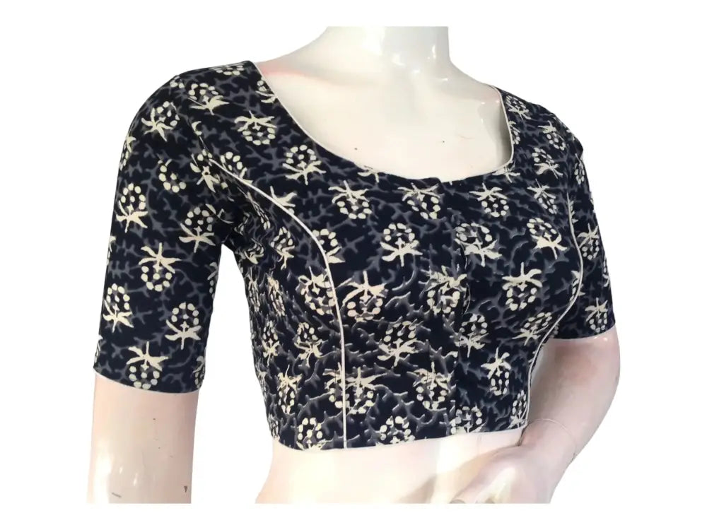 The Modern Muse: Black High-Neck Cotton Blouse - D3blouses