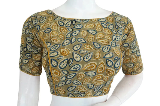 Timeless Boat Neck Kalamkari Blouse, Ready-made Saree Companion - D3blouses