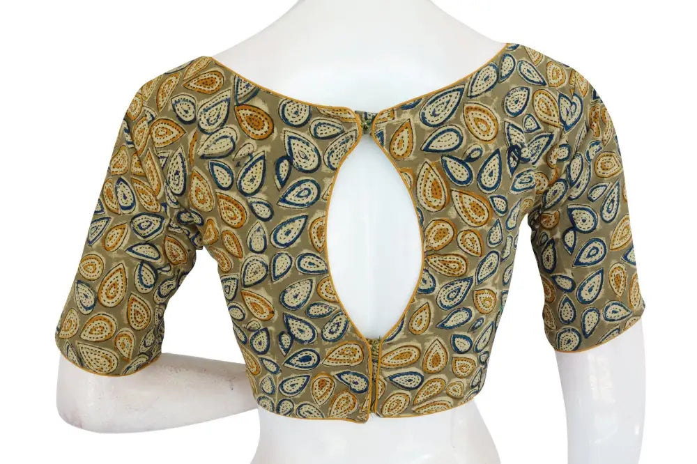 Timeless Boat Neck Kalamkari Blouse, Ready-made Saree Companion - D3blouses