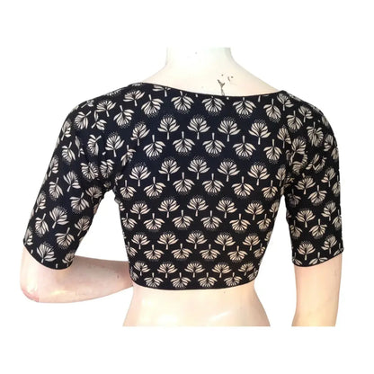 Timeless Elegance: Black Cotton High Neck Blouse - D3blouses