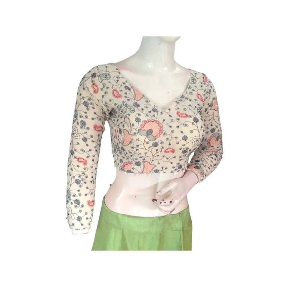 Timeless Khadi: Classic Elegance, Designer Partywear Readymade Saree Blouse - D3blouses