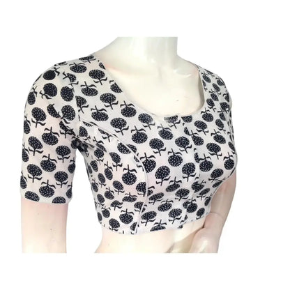 Timeless Off White : Readymade Cotton High-Neck Saree Blouse - D3blouses