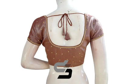 Timeless Terracotta, Plain Moti Tissue Indian Designer Blouses - D3blouses