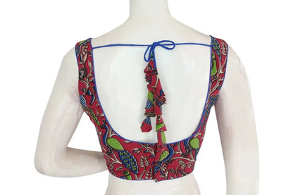 Trendy Kalamkari Readymade Blouse, Indian Designer Cotton Elegance with Tassels - D3blouses