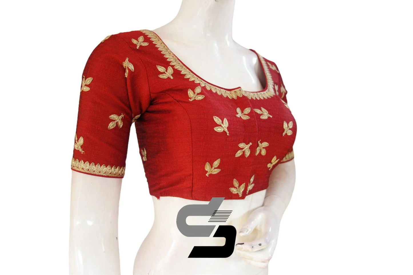 "Trendy Maroon Delight: Designer Machine Embroidery Readymade Saree Blouse" - D3blouses