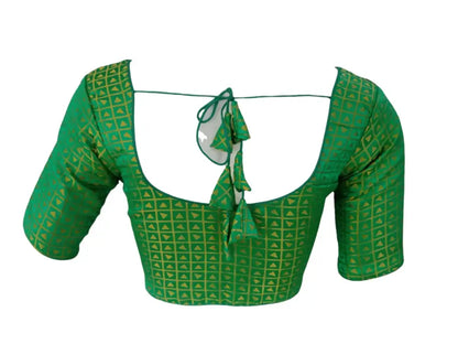 Trendy Teal Green Color Brocade Silk Ready made Saree Blouse - D3blouses
