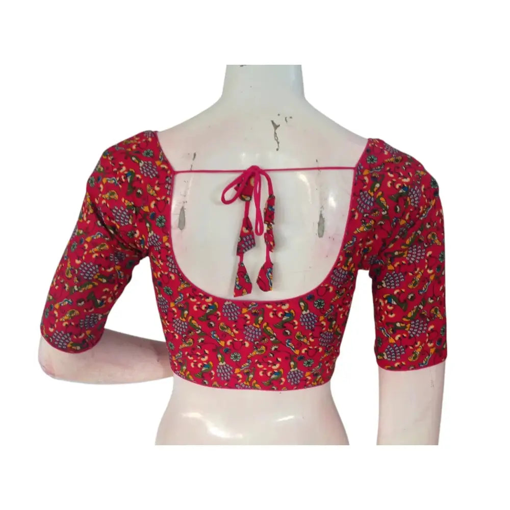 Unique Magenta: Cotton Printed Readymade Saree Blouse - D3blouses