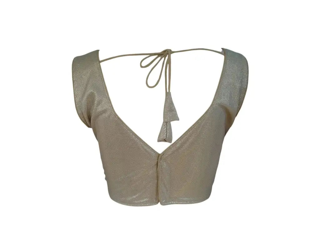 Versatile Beige Color Lycra Partywear Readymade Blouse | Imported Fabric - D3blouses