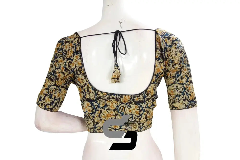Versatile Kalamkari Cotton Saree Blouse, Ready-to-Wear Indian Style - D3blouses