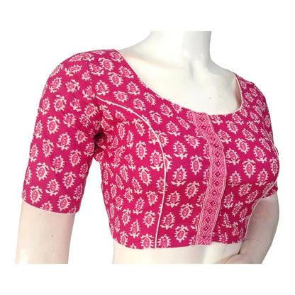 Versatile Magenta High Neck Cotton Blouse | Handcrafted in India - D3blouses