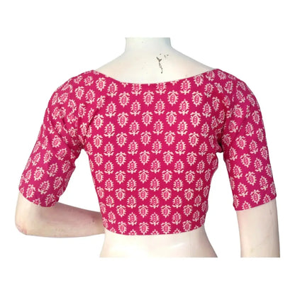 Versatile Magenta High Neck Cotton Blouse | Handcrafted in India - D3blouses