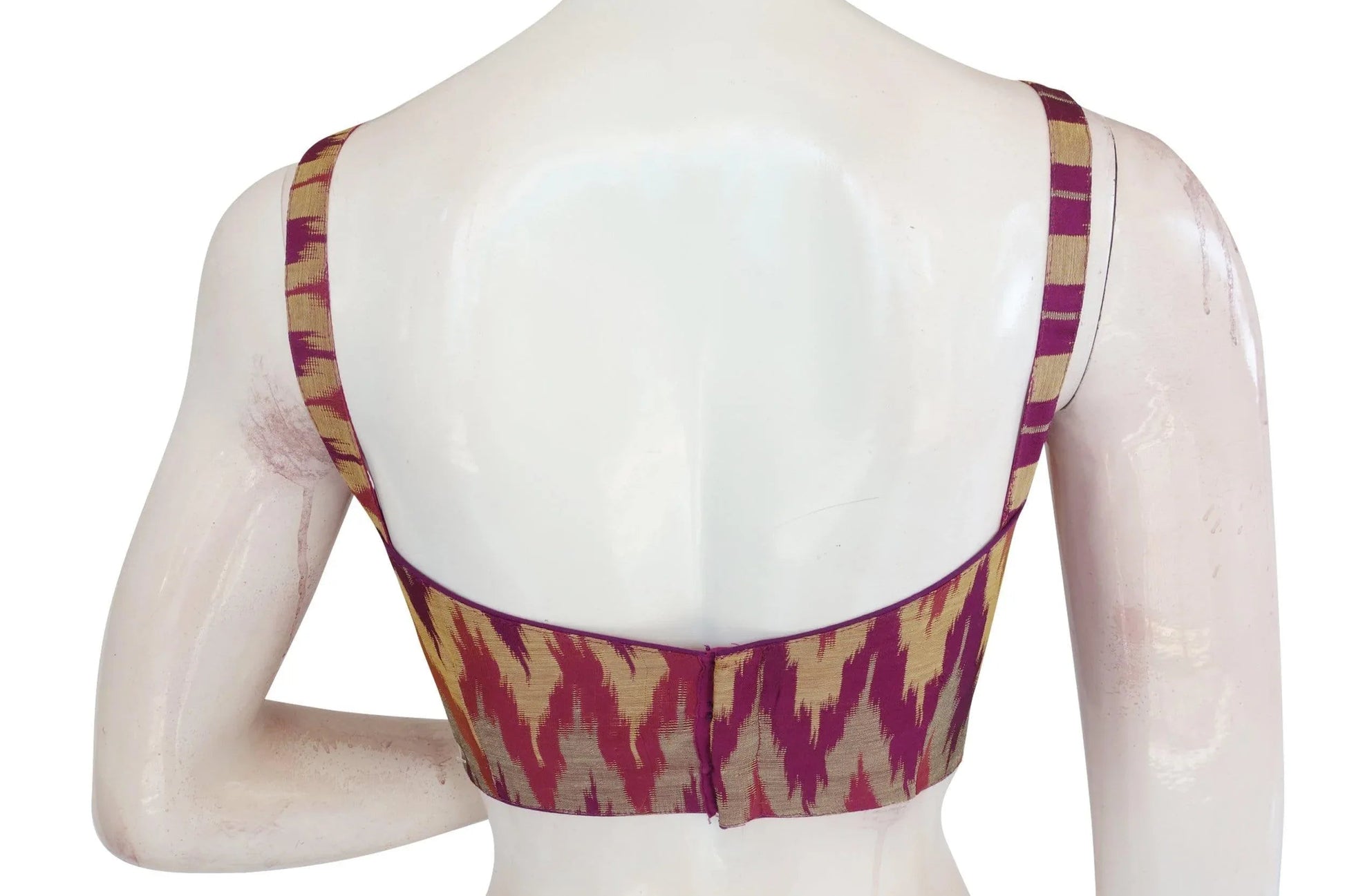 Vibrant Multi Ikkat Silk Designer Blouse - Spaghetti Strap Elegance - D3blouses