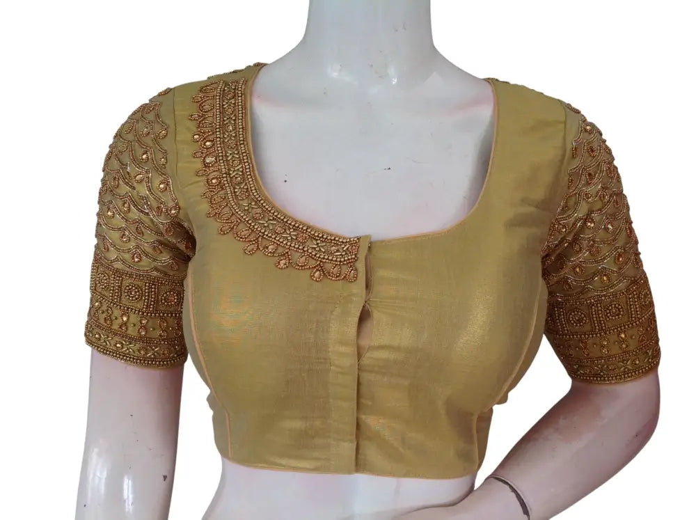 Wedding Silk Saree Blouse | Designer Bridal Readymade Choli | Luxury Indian Ethnic Wear | Multiple Colors - Gold / 36