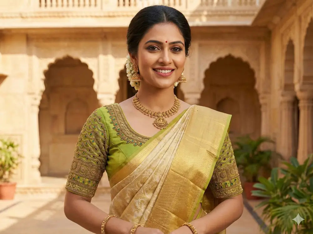 Indian Wedding silk saree handwork blouse designs