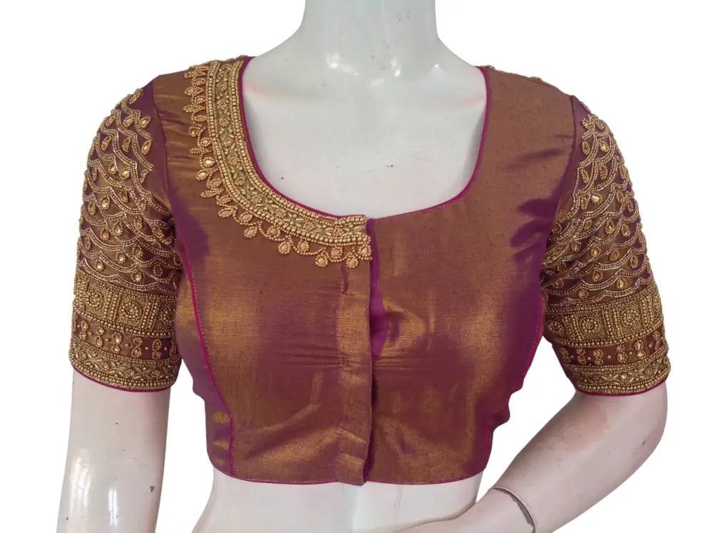 Wedding Silk Saree Blouse | Designer Bridal Readymade Choli | Luxury Indian Ethnic Wear | Multiple Colors - Copper