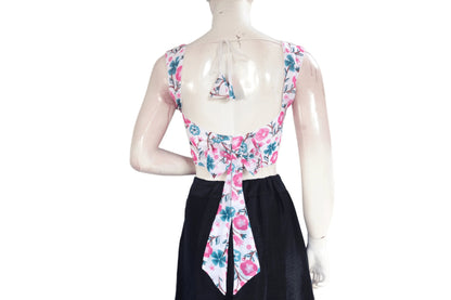 White Color Designer Organza Sleeveless Readymade Saree Blouse With Tassels - D3blouses