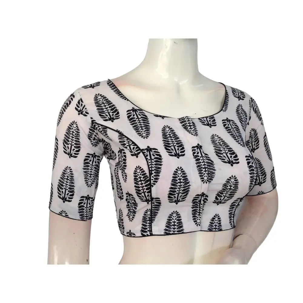 White High Neck Cotton Blouse | Indian Ethnic Wear | Festive & Casual Chic - D3blouses