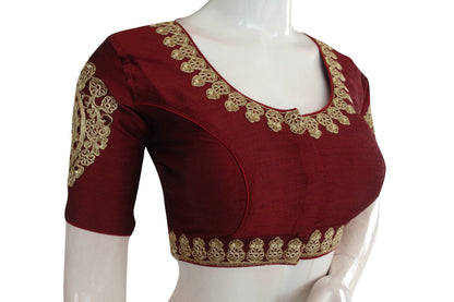 Wine Color Cut Work Designer Readymade Saree Blouses - D3blouses