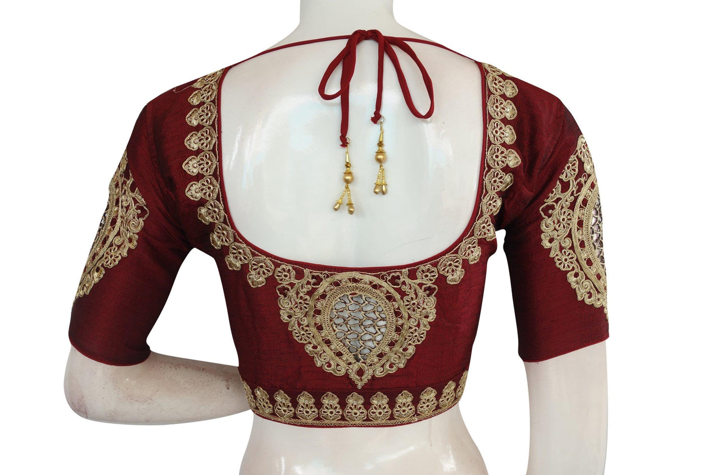 Wine Color Cut Work Designer Readymade Saree Blouses - D3blouses