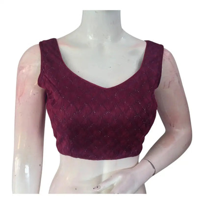 Wine Color Elegance: Georgette Designer Party Wear Ready made Blouse - D3blouses
