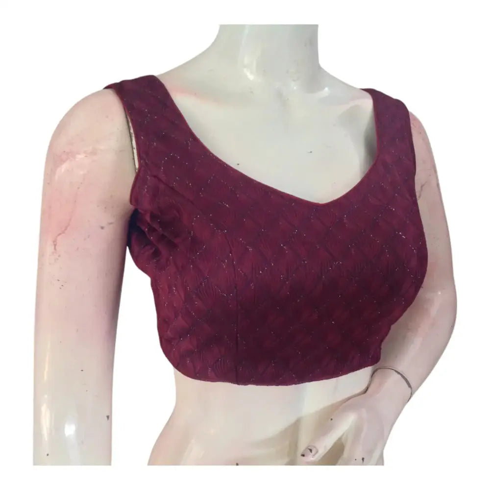 Wine Color Elegance: Georgette Designer Party Wear Ready made Blouse - D3blouses
