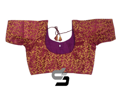 Wine Plus Size Brocade Silk Saree Blouses, Indian Ethnic Wear - D3blouses