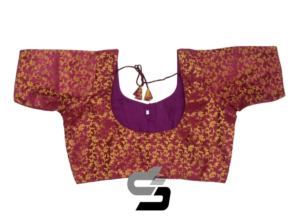 Wine Plus Size Brocade Silk Saree Blouses, Indian Ethnic Wear - D3blouses