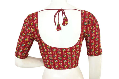 Wine Red Color Cotton Printed Readymade Blouse From D3 Blouses - D3blouses