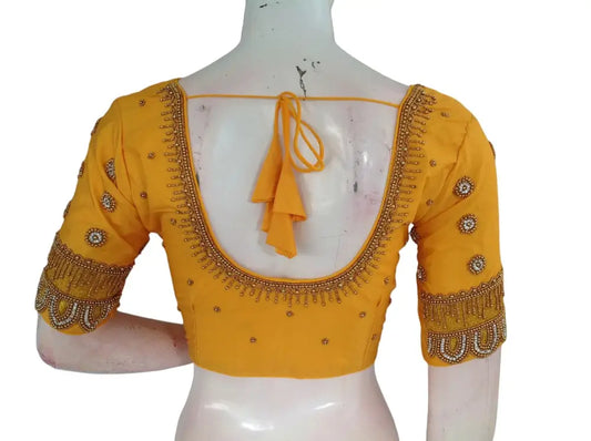 Yellow Aari Handwork | Trendy Bridal Saree Blouse - D3blouses