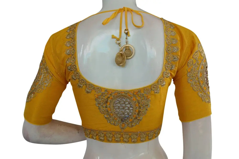 Yellow Color Cut Work Designer Readymade Saree Blouses - D3blouses