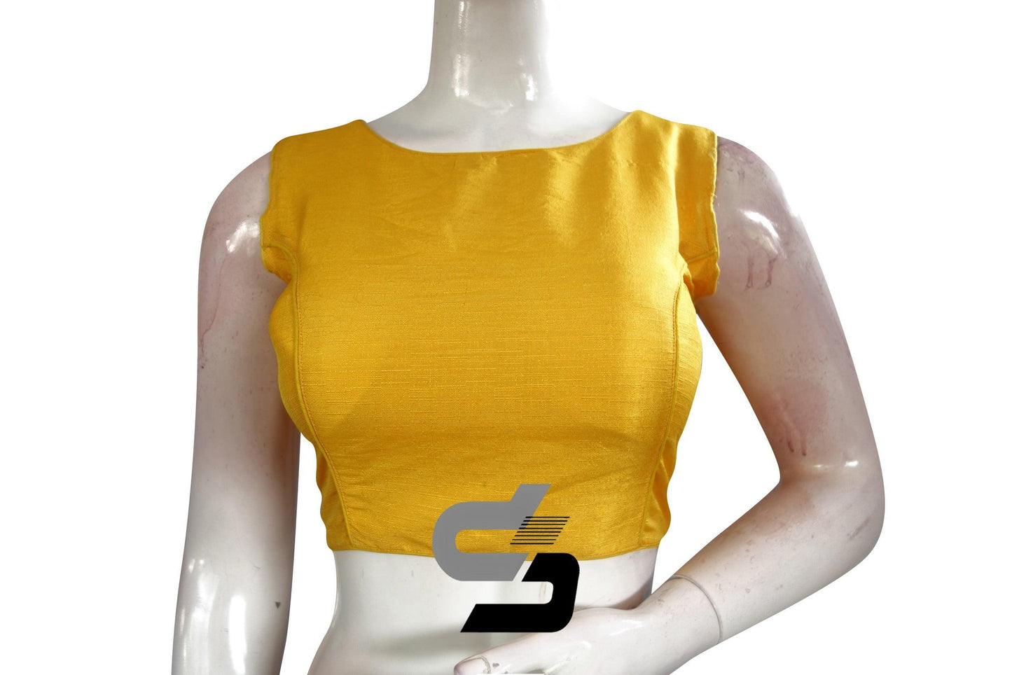Yellow Color Sleeveless Semi Silk Designer Party Wear Readymade Blouse/ Indian Crop Tops - D3blouses