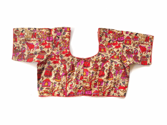 Plus Size Printed Tussar Silk Readymade Blouses/Indian Saree Blouse/42 Size /44 Size/ 46 Size - D3blouses