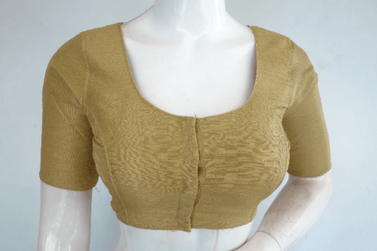 Opulent Gold, Plain Semi-Silk Indian Readymade Saree Blouse