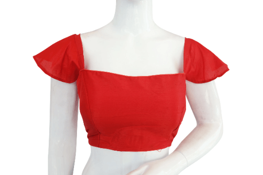 Red Color Designer Cap Sleeves Readymade saree blouse, Indian Silk saree Readymade blouse - D3blouses