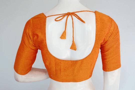 Mustard Yellow Color Plain Semi Silk Readymade Saree Blouse, Indian Readymade Blouse - D3blouses