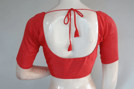 Peach Pink Color Plain Semi Silk Readymade Saree Blouse, Indian Readymade Blouse - D3blouses