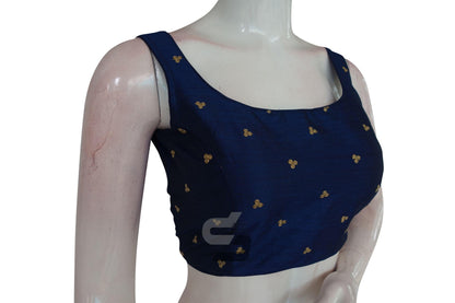 Navy Blue Color Semi silk Designer Readymade Saree Blouse - D3blouses