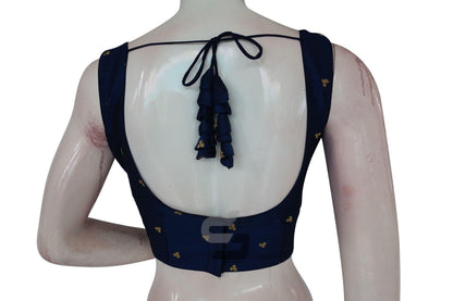 Navy Blue Color Semi silk Designer Readymade Saree Blouse - D3blouses