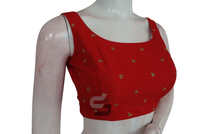Red Color Semi silk Designer Readymade Saree Blouse - D3blouses