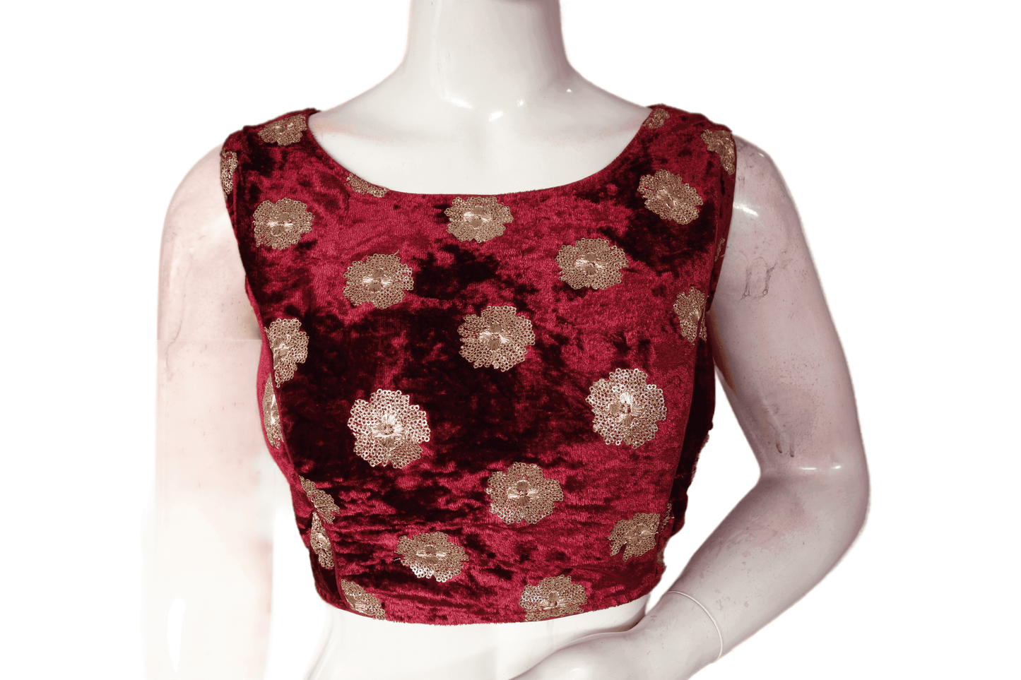 Maroon Color Designer Velvet Sequin Designer Readymade Saree Blouse - D3blouses